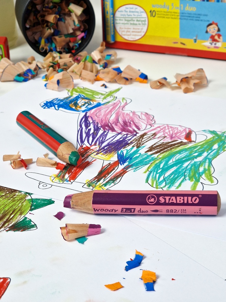 CRAYONS 3 EN 1 WOODY "DUO", ETUI de 10*NOUVEAU