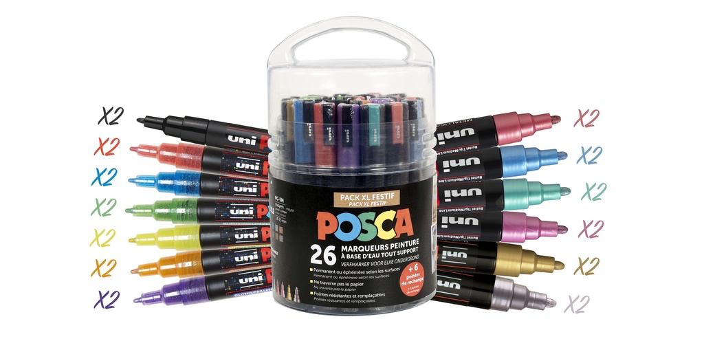 MARQUEURS POSCA PACK XL FESTIF