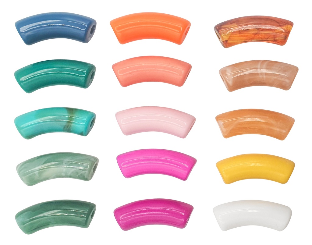 PERLES TUBE INCURVE, 18 PIECES* NOUVEAU