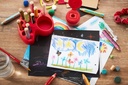 WOODY CREATIVE SET - SUPPORT AVEC 15 CRAYONS ASS. + 1 TAILLE-CRAYON* NOUVEAU