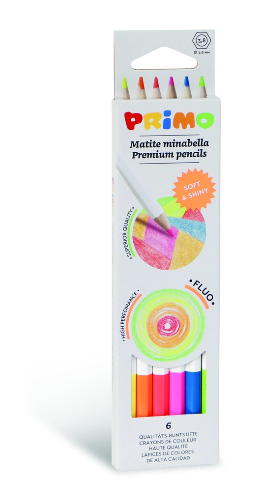 CRAYONS DE COULEURS FLUO, ETUI DE 6