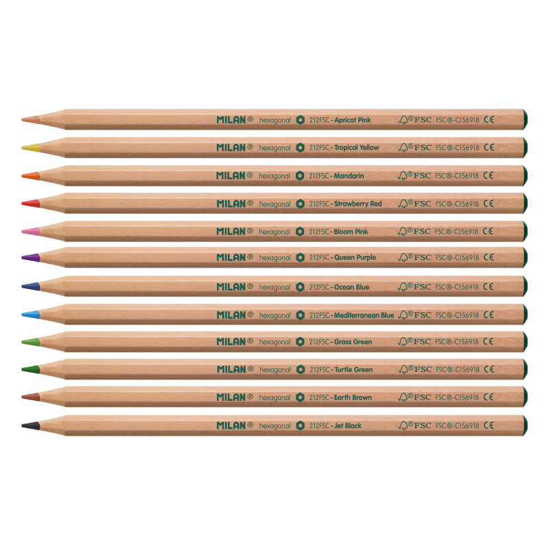 CRAYONS DE COULEUR BOIS NATUREL NON LAQUE, LOT DE 12* NOUVEAU