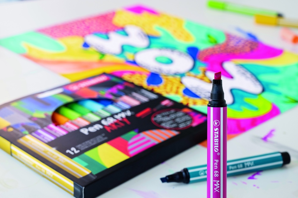 STABILO PEN 68 MAX ARTY, POCHETTE DE 12* NOUVEAU