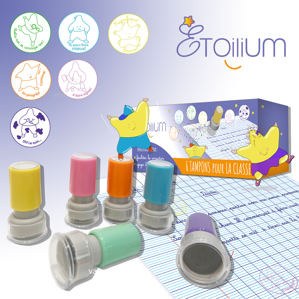 TAMPONS ECOLE - ETOILIUM, LOT DE 6* NOUVEAU