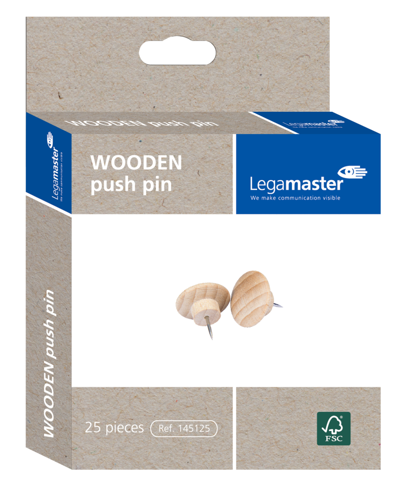 WOODEN PUSH PINS, 25 PCS