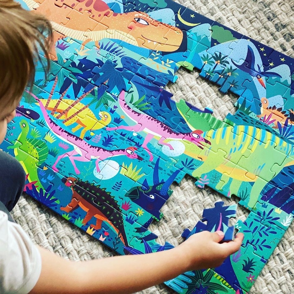PUZZLE L'ÉPOQUE DES DINOSAURES, 104 PIÈCES