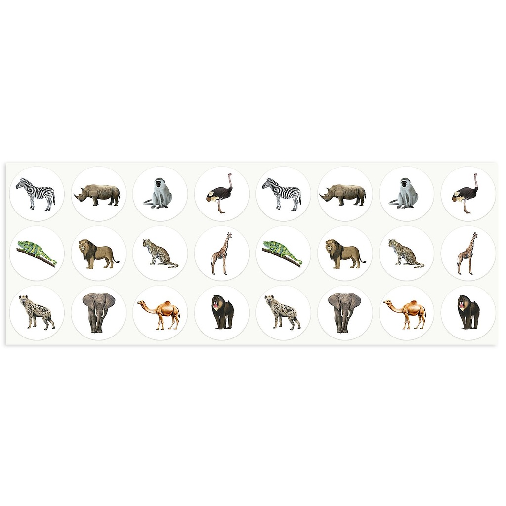 GOMMETTES ADHÉSIVES LES ANIMAUX, 4 ROULEAUX