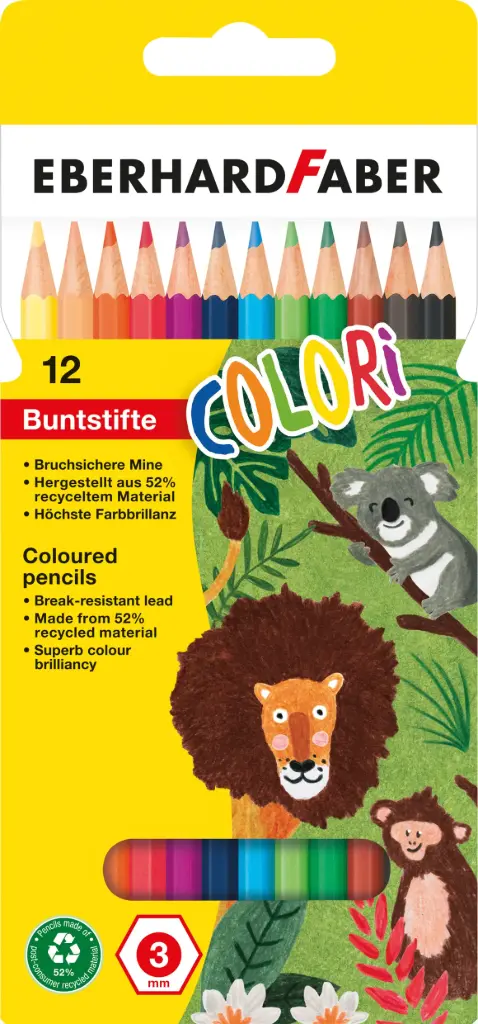 CRAYONS DE COULEUR EBERHARD FABER, ÉTUI DE 12