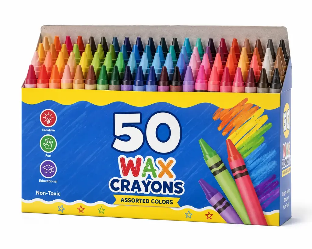 CRAYONS GRAS À LA CIRE, BOÎTE DE 50