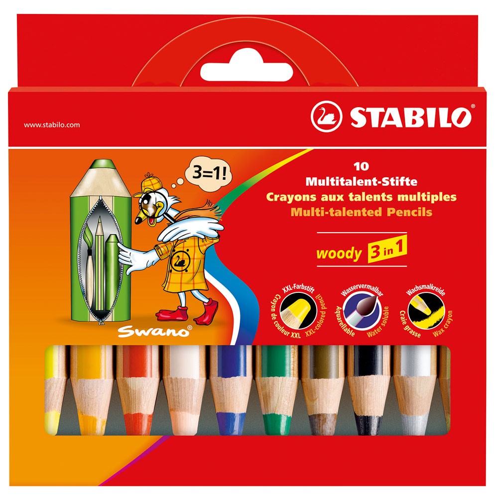 WOODY 3-IN-1 PENCILS, BOX OF 10