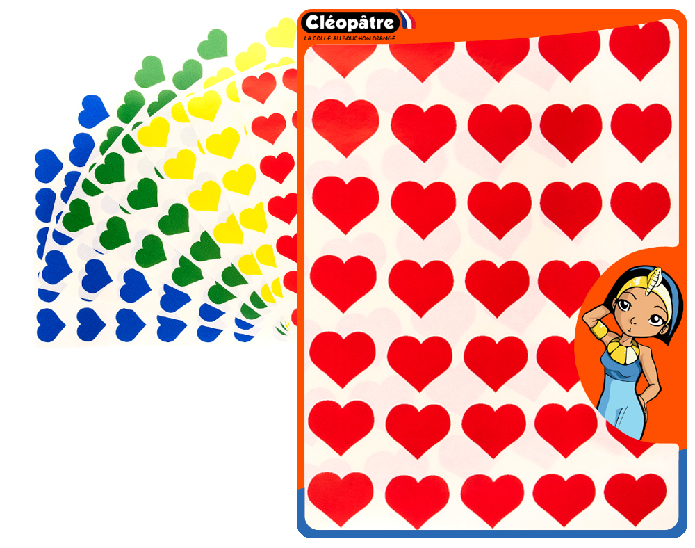 HEART ADHESIVE STICKERS, 8 SHEETS