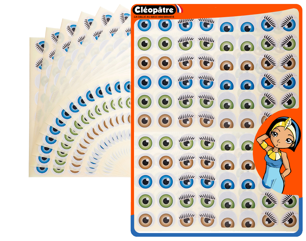 GOMMETTES ADHÉSIVES YEUX, 15 PLANCHES