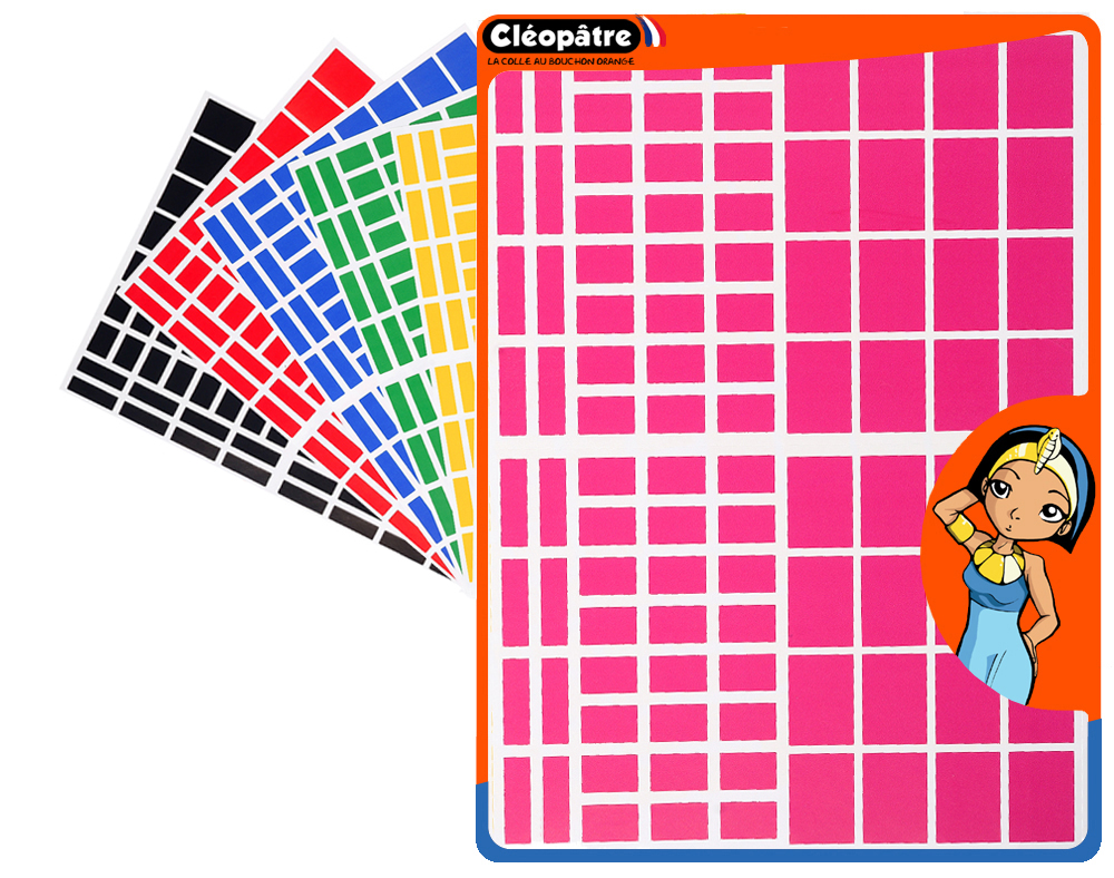 RECTANGULAR ADHESIVE STICKERS, 18 SHEETS