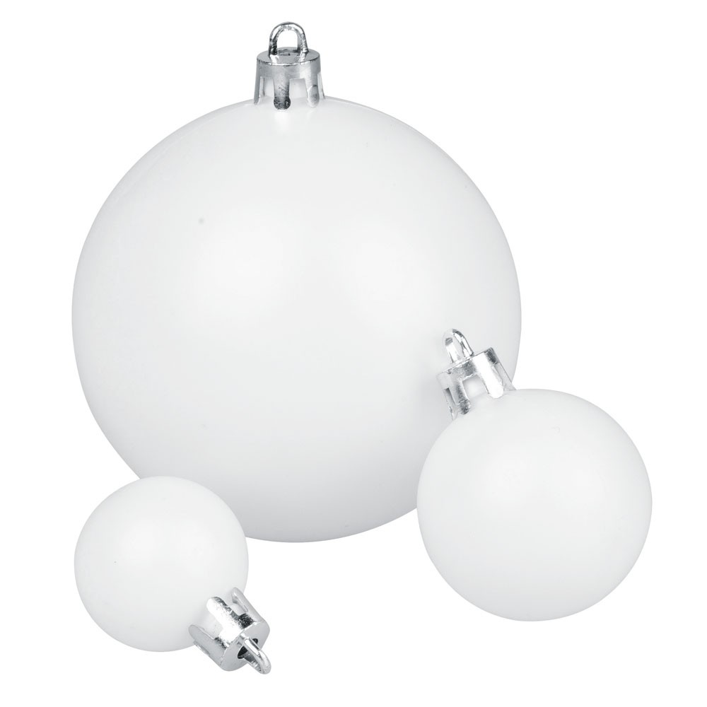 PLASTIC CHRISTMAS BALLS, SET OF 39