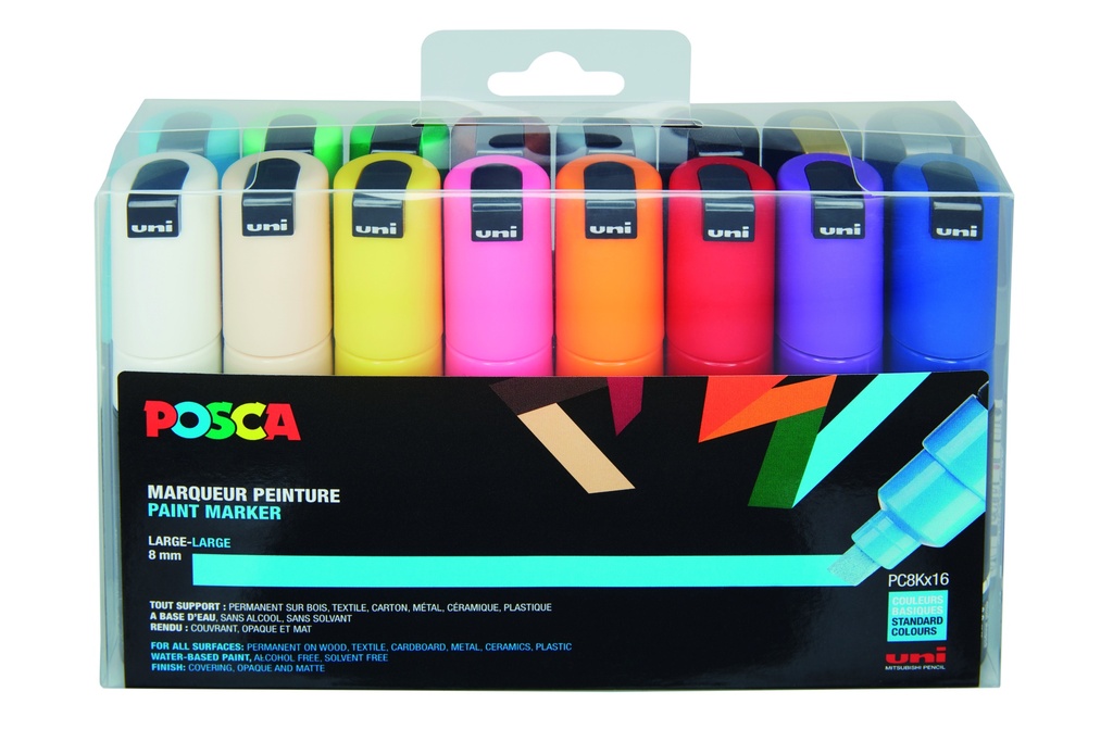 POSCA PC8K BASIC COLORS MARKER, BOX MIT 16 STÜCKEN