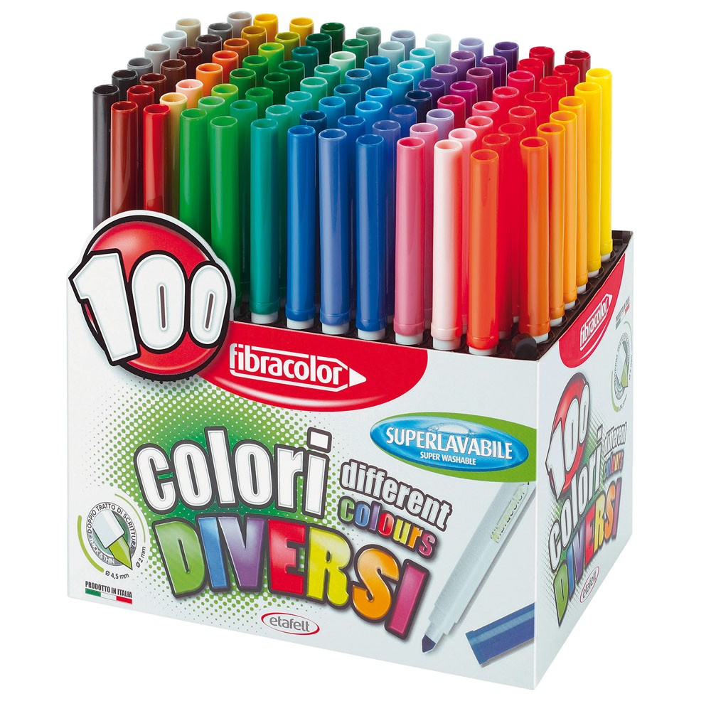 100 kleurmarkers, doos