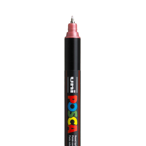 MARQUEUR POSCA EXTRA FIN PC1MR, ROUGE METAL