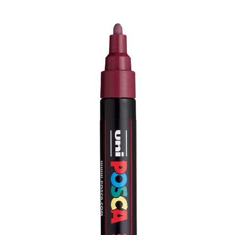 POSCA PC5M MARKER, WINE RED