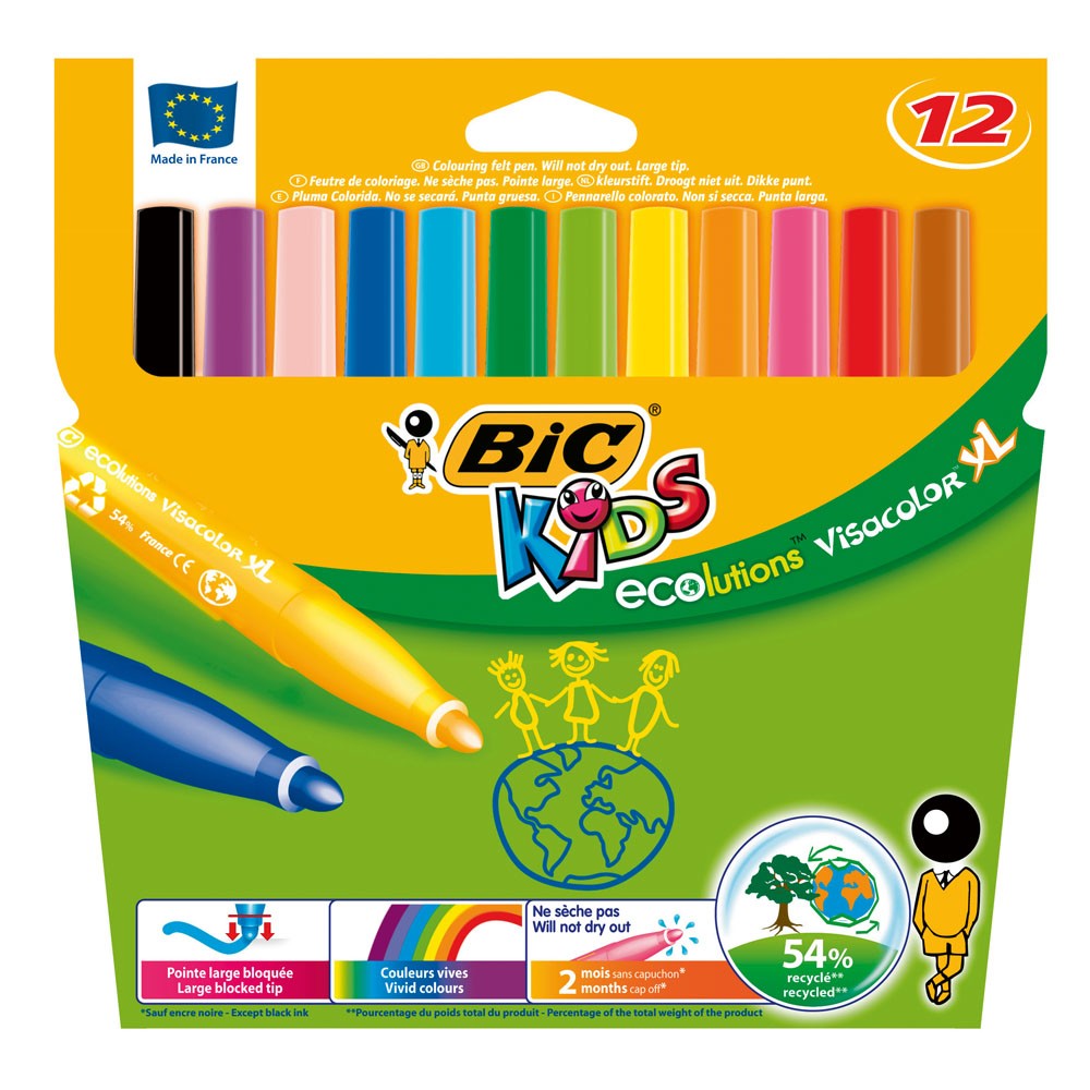 MARQUEURS VISACOLOR XL ÉCOLUTIONS, ÉTUI DE 12