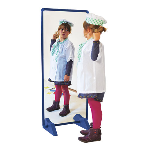 ENKELE SPIEGEL 120X50, BLAUW ALUMINIUM