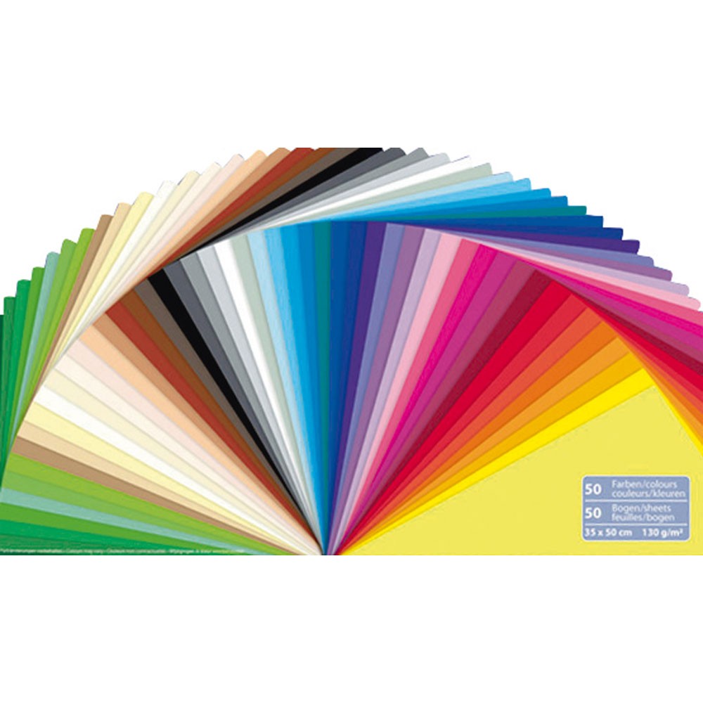 DESSIN 130G 50 COULEURS 35X50CM, 50 FEUILLES