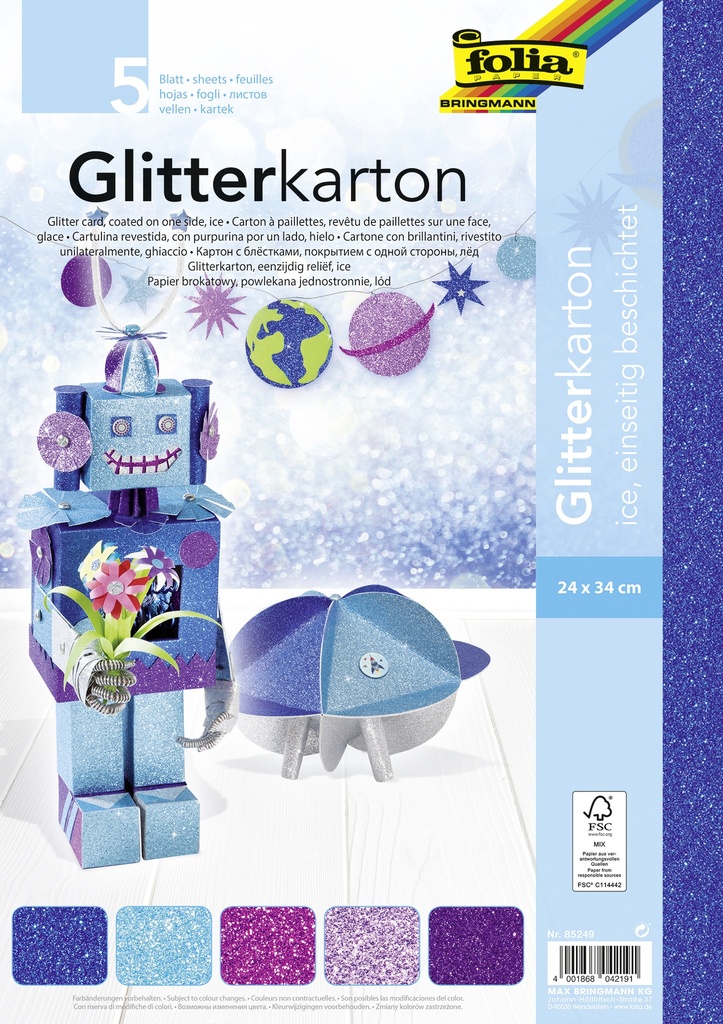 Glitzer-Eispapier, 24 x 34 cm, 5 Blatt