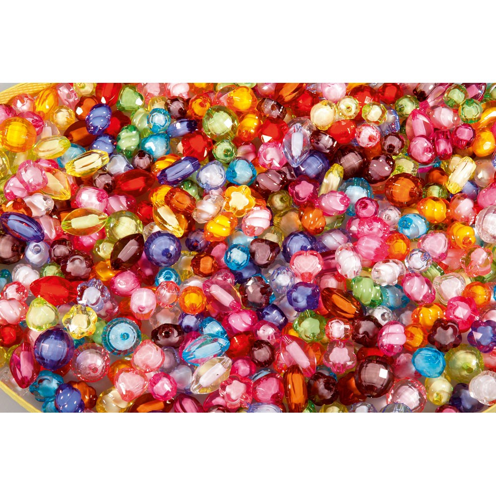 FACETED BEADS, JAR OF 100 BEADS