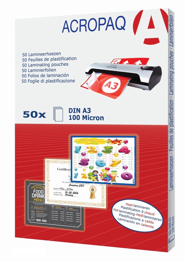 LAMINATING POUCHES 100mi.A3/100