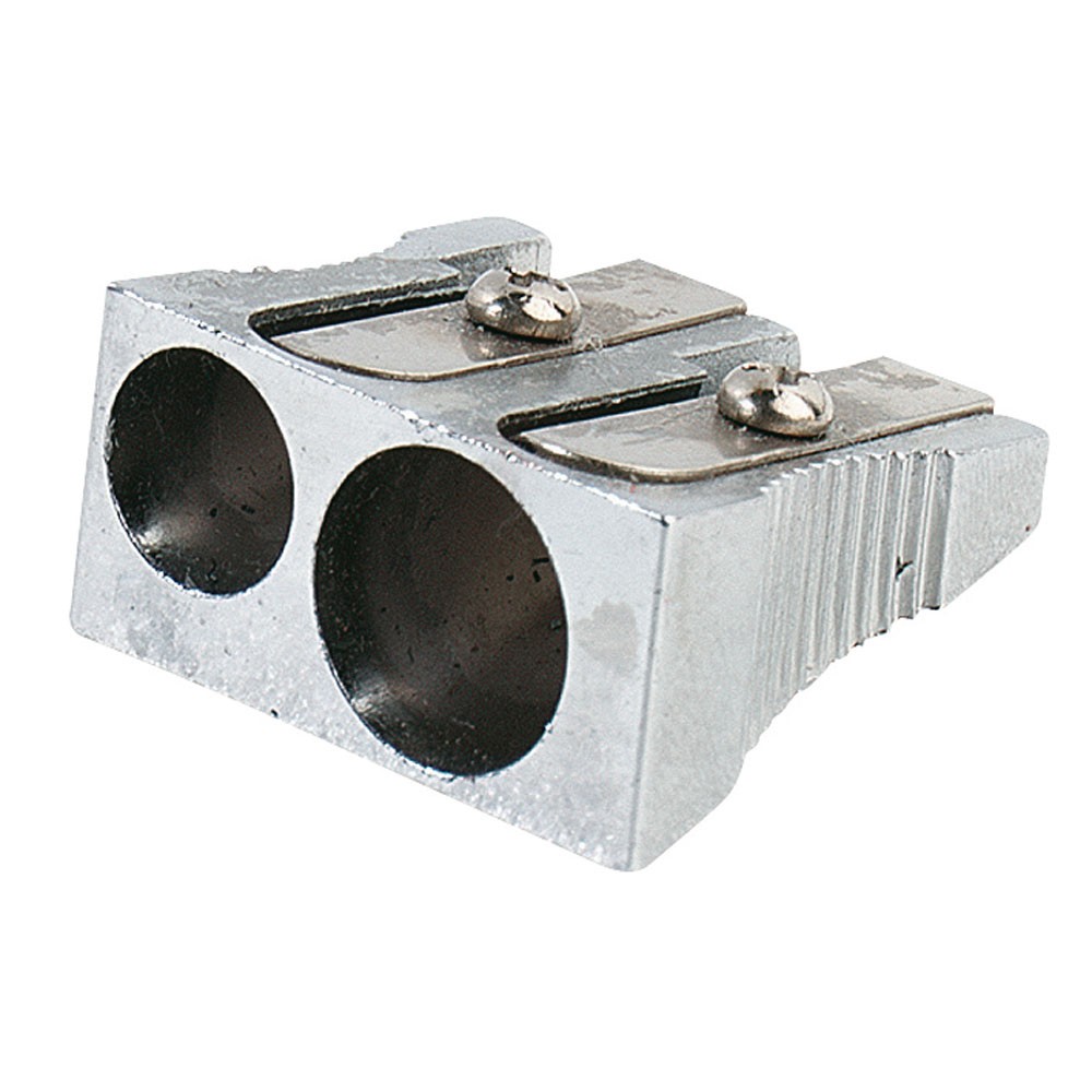 Schachtel mit 12 Doppel-Bleistiftspitzern aus Metall