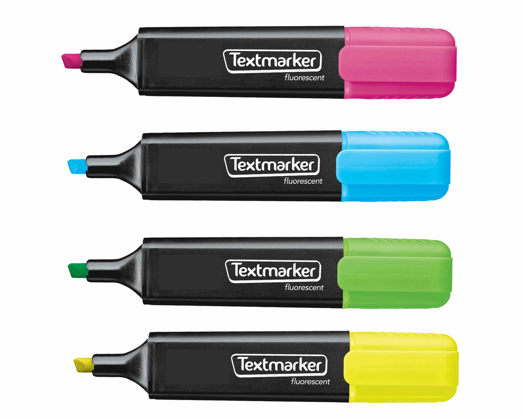 FLUORESZIERENDE MARKER, BOX MIT 4 SORTIERT