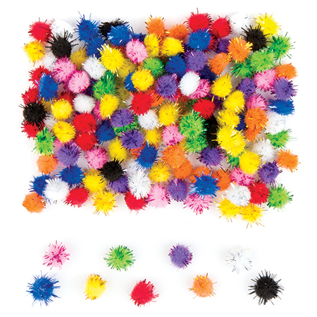 POMPONS MÉTALLISÉS ADHÉSIFS, 150PCS