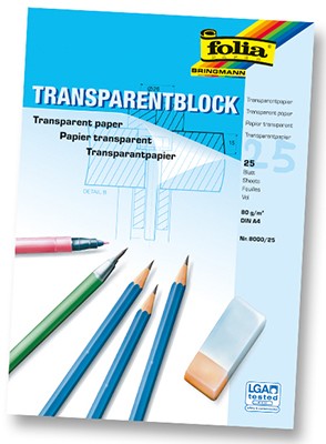 BLOC CALQUE A4 80G, 25 FEUILLES