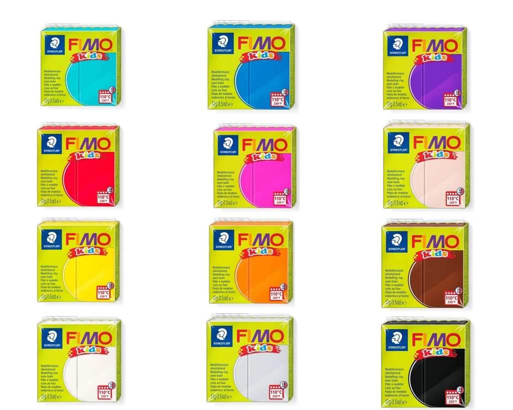 FIMO KIDS, SET MIT 12 STEINEN