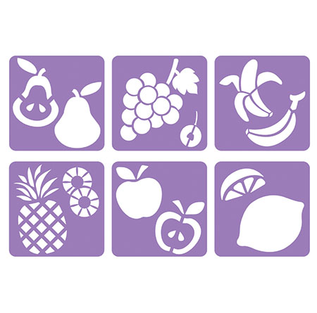 POCHOIRS LES FRUITS, LOT DE 6