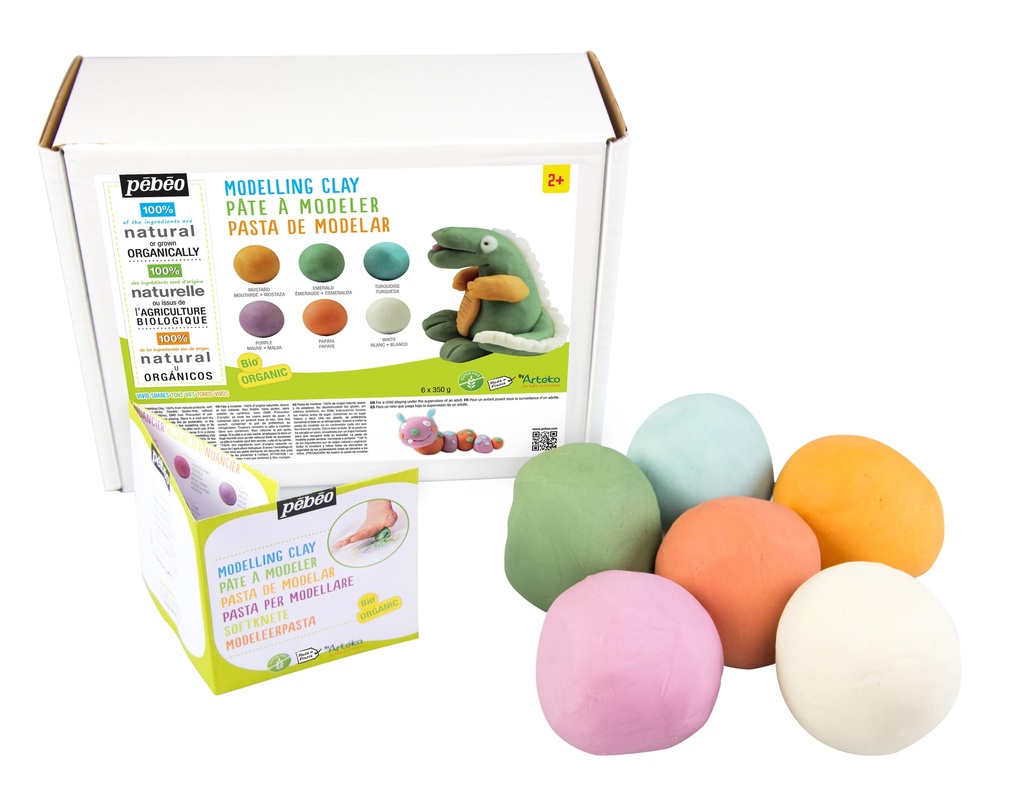 ORGANISCHE MODELLEERKLEI 350GR, ASSORTIMENT VAN 6