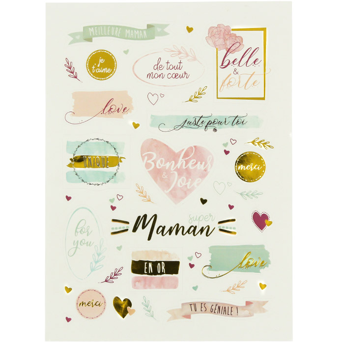 STICKERS MAMAN EN OR