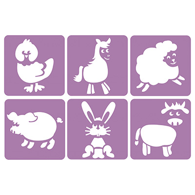 BOERDERIJDIERENSTENCILS, SET VAN 6