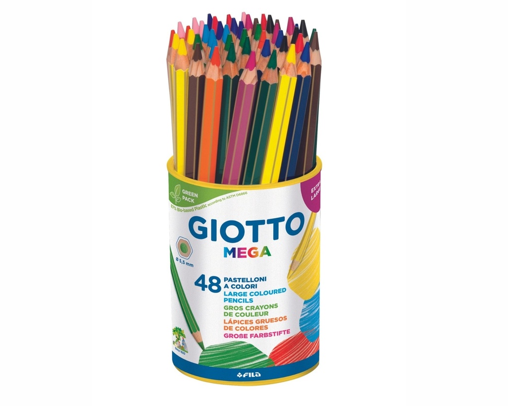 CRAYON DE COULEUR 'GIOTTO MÉGA', POT DE 48