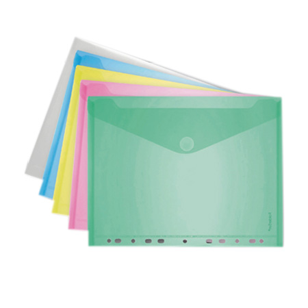 POCHETTES ENVELOPPES A4 PERFORÉES/10 ASS.