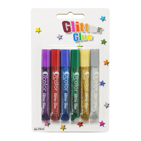 Glitzerkleber, 6er-Pack sortiert