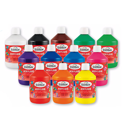 ASSORTMENT OF 12 RAINBOW ACRYLIC PAINTS