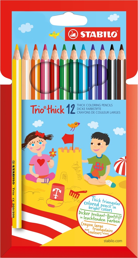 CRAYONS STABILO TRIO THICK, 12 ASS.