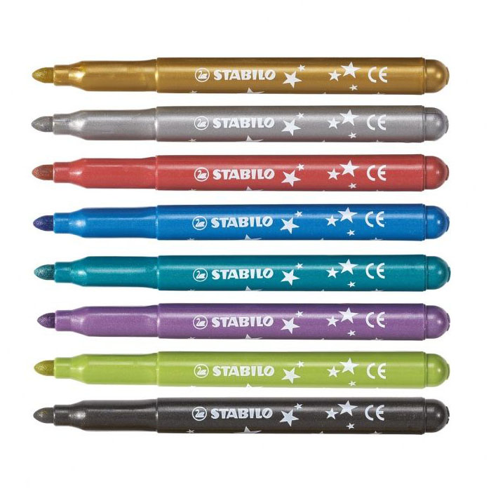STABILO TRIO DECO METAL MARKERS, BOX OF 8