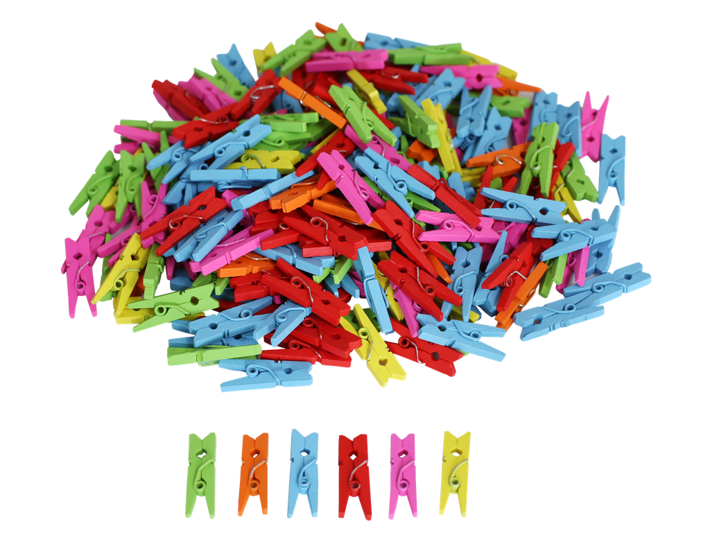 50 PACK COLORFUL MINI CLOTHESPEGS