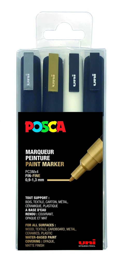 POSCA PC3M FESTIVE COLORS MARKERS, BOX OF 4
