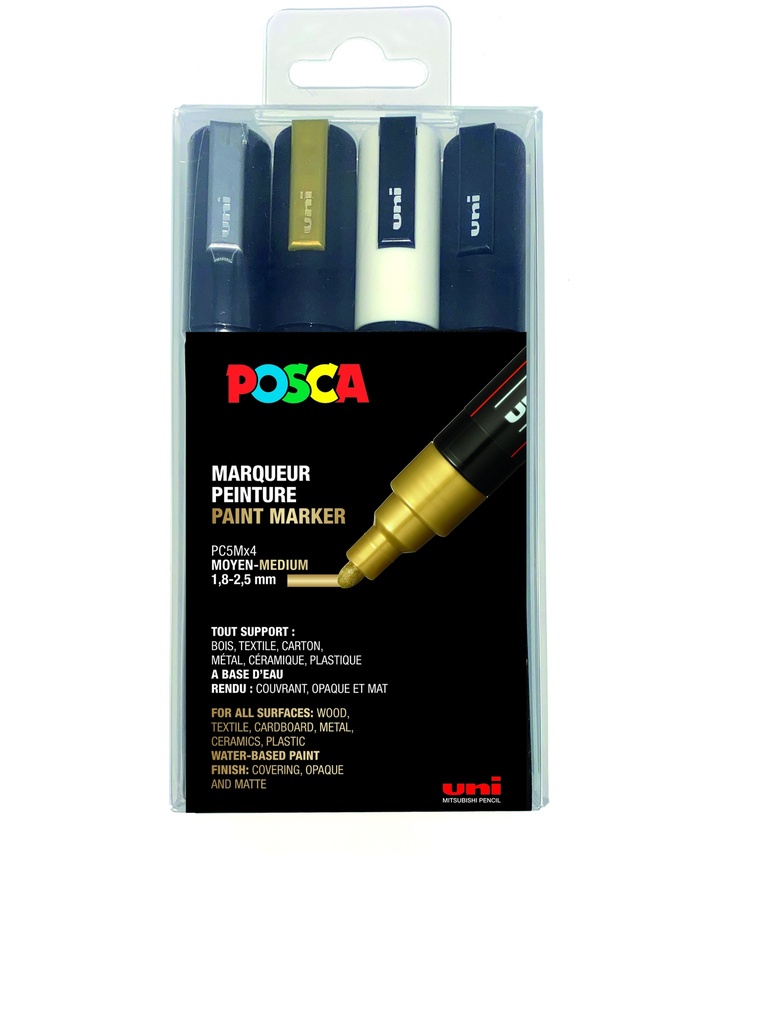 POSCA PC5M FESTIVE COLORS-MARKER, 4ER-BOX