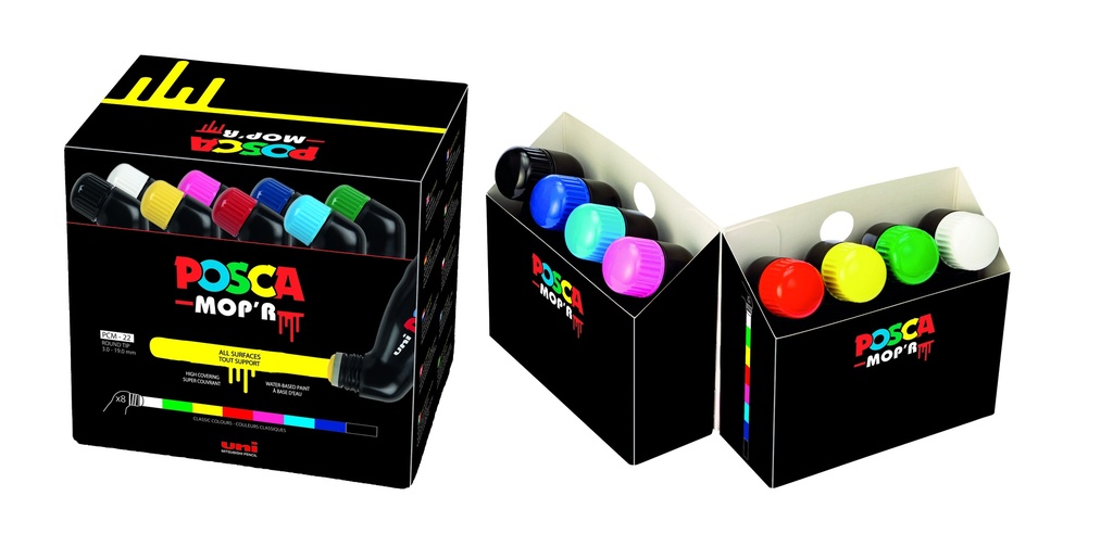 MARQUEURS POSCA MOP'R, BTE DE 8 ASS.