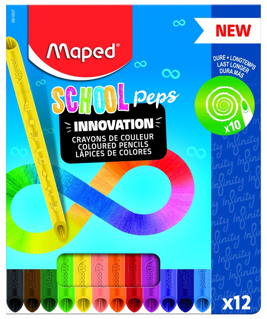 SCHOOL PEP'S INFINITY KLEURPOTLODEN, DOOS VAN 12