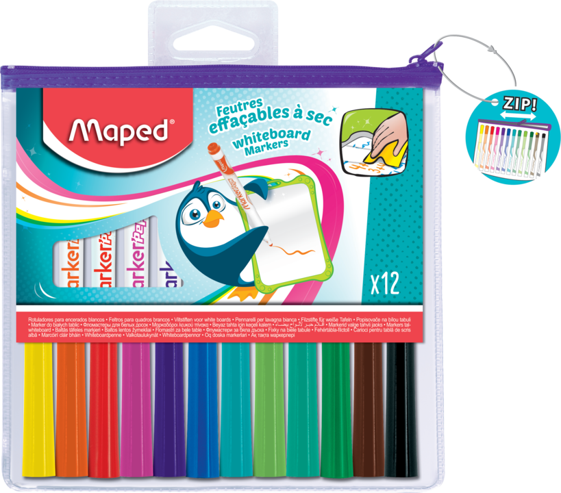 MARQUEURS EFFACABLES FUN COLORS, LA POCHETTE ZIPPÉE /12