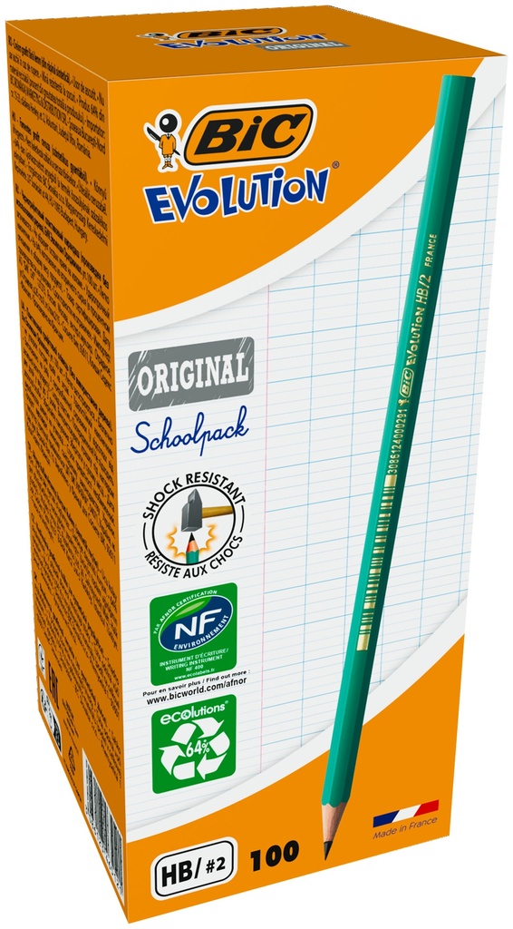 BIC ECO EVOLUTION PENCILS, 100 PCS
